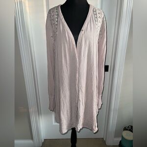 Free People Light Pink Blouse with Lace Accents